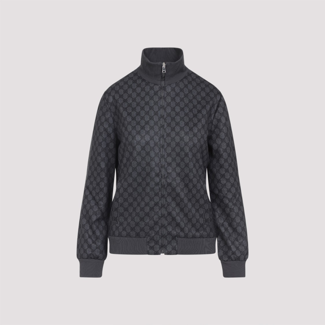Gucci Black Gg Fullzip Sweatshirt In Gray