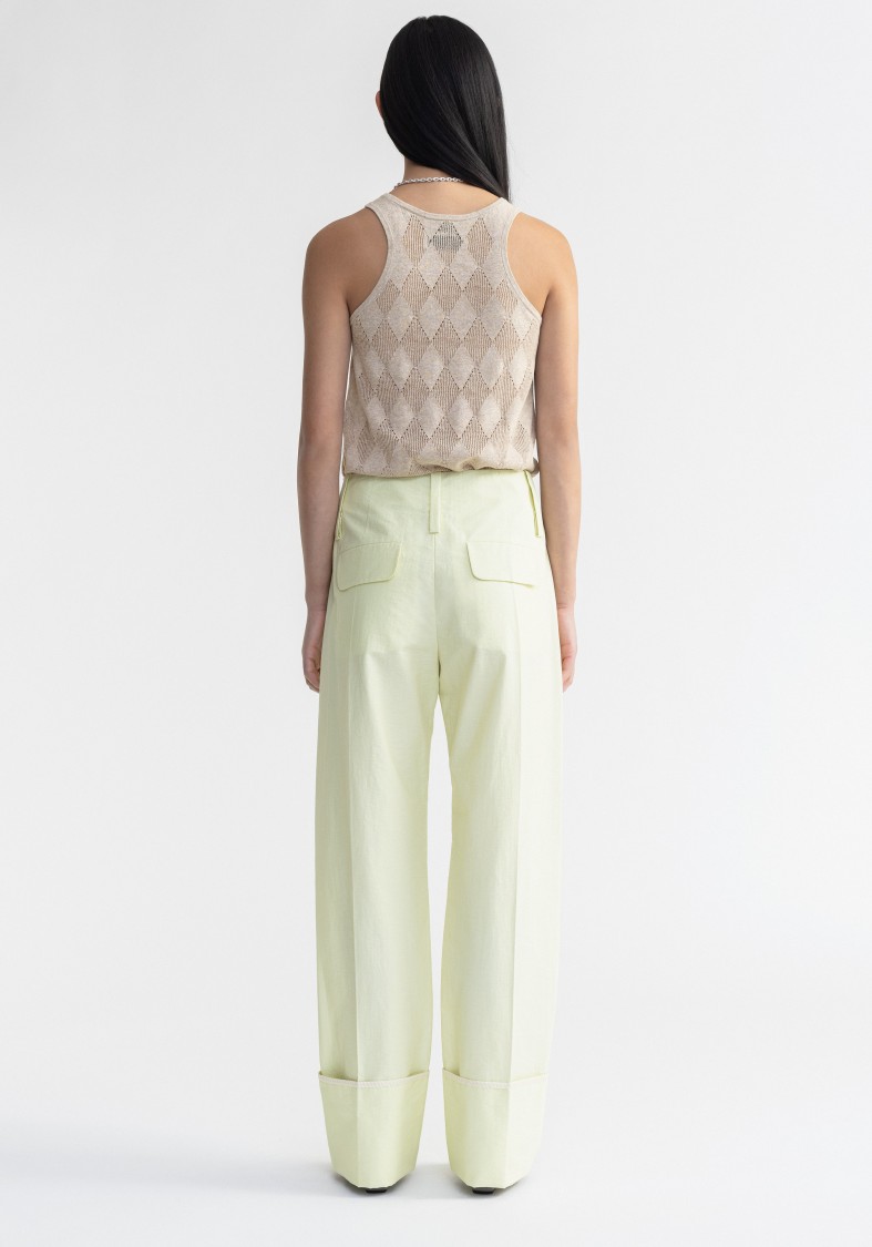Shop Aeron Kismet - Diamond Knit Racer Neck Top In Neutrals