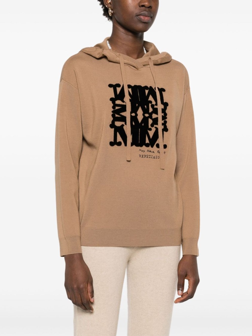 Max Mara Hooded Sweatshirt With Drawstring And Graphic Detail