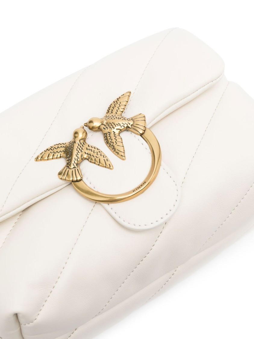Shop Pinko Leather Shoulder Bag In Neutrals