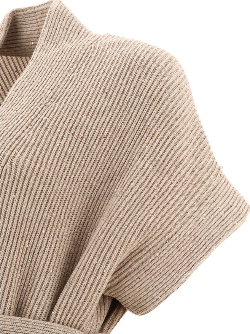 Brunello Cucinelli Diamante Knitted V-neck Cardigan In Pink