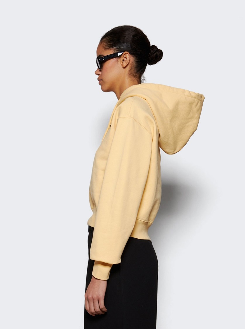 Jacquemus Cotton Hoodie With Drawstring Hood And Ribbed Details In Neutrals