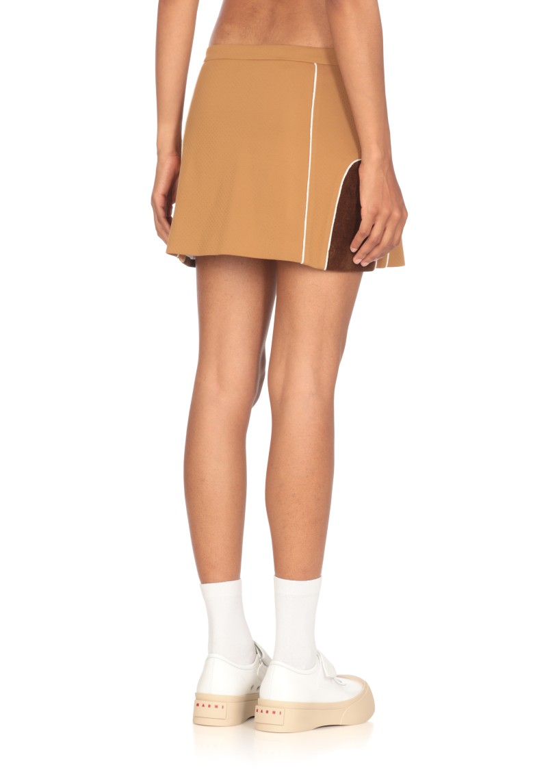 Casablanca Chenille Panelled Track Skirt In Blue