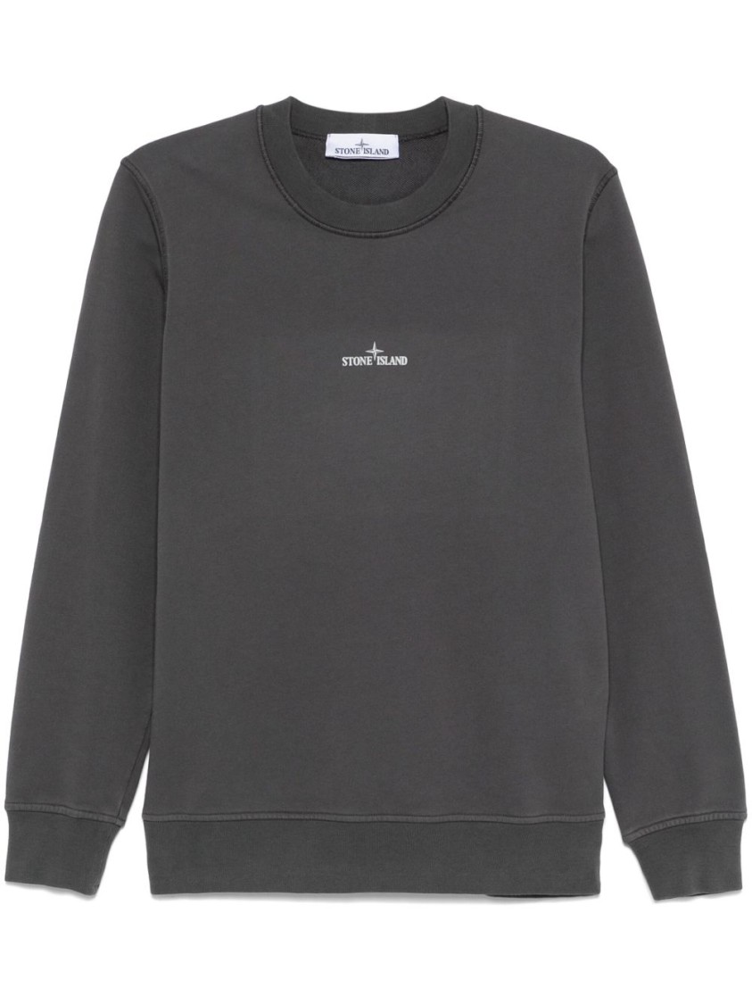 Stone Island Sweatshirt With Industrial Flow Print In Gray