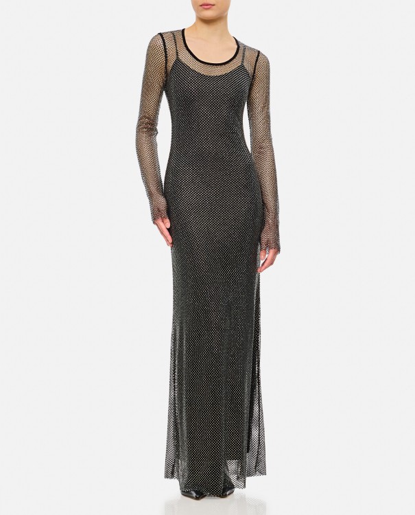 【送料&関税込】SportMax Cinese Crystal Long Dress Sportmax Cinese Crystal Long Dress Maxi in Black | THE LIST