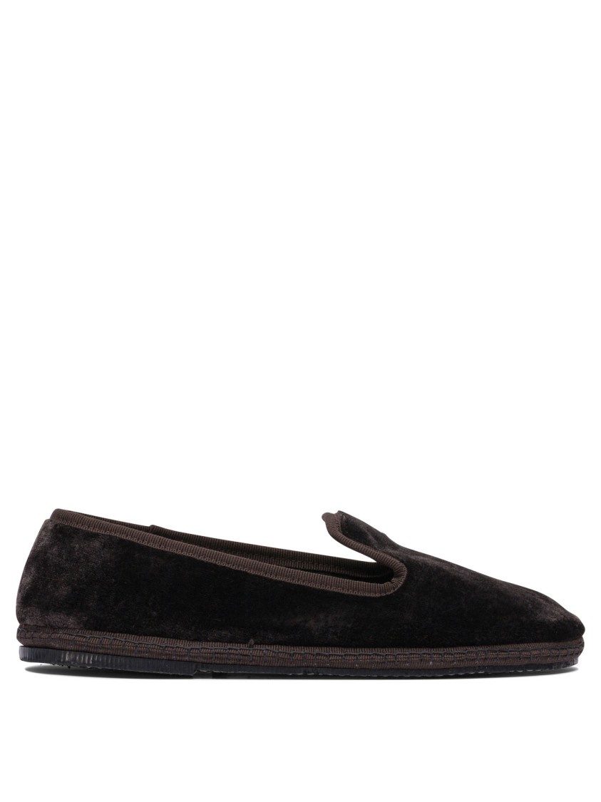 Sentier Di Segantin Roberta Brown Slip-on Loafers With Plush Fabric And Rubber Sole In Black
