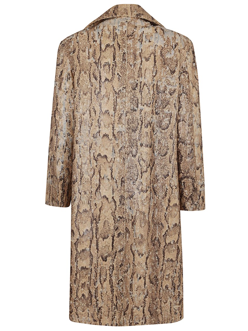 Shop Dries Van Noten Snakeskin Print Cotton Coat With Peak Lapels