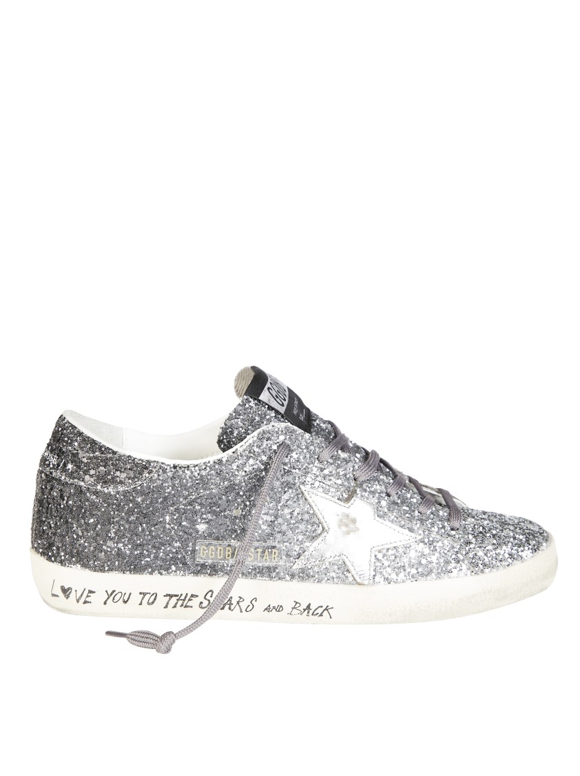 Golden Goose Glitter-finish Sneakers With Star Design And Vintage Sole In White