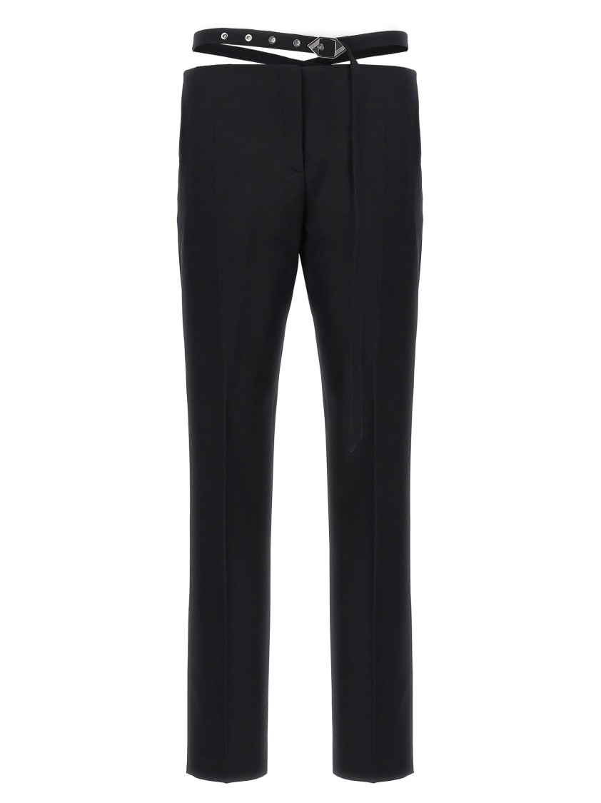 Attico Black Belt Detail Trousers In Black