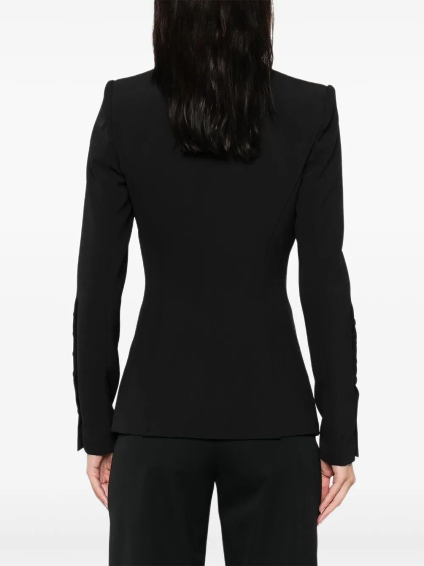 Elisabetta Franchi Tailored Blazer With Satin Lapel In Black