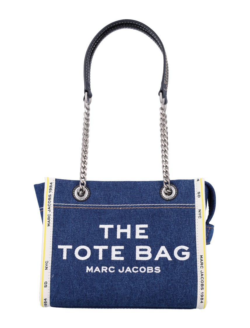 Shop Marc Jacobs Denim Chain Small Tote Bag In Blue