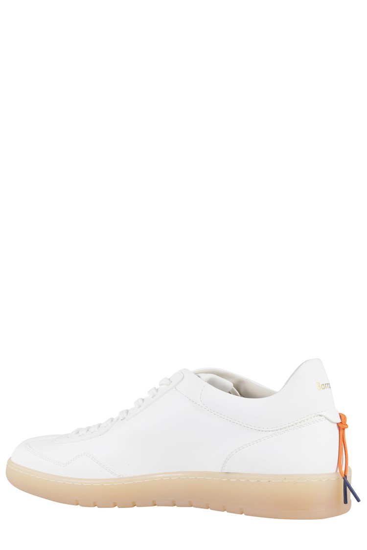 Barracuda Minimalist Leather Sneakers With Contrasting Heel Tab In Neutrals