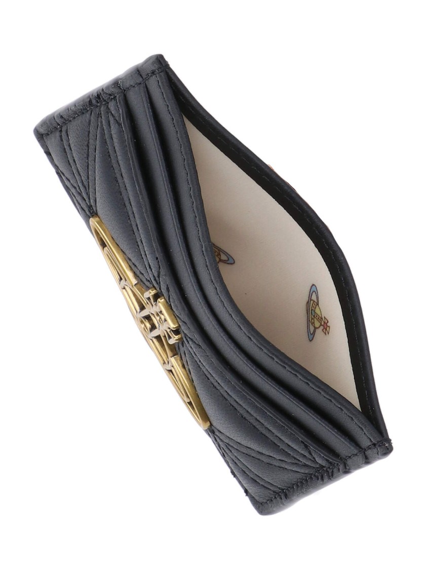 Shop Vivienne Westwood Quilted 'orb' Card Holder – Black