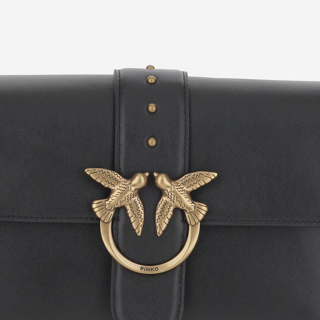 Shop Pinko Logo Leather Shoulder Bag In Black