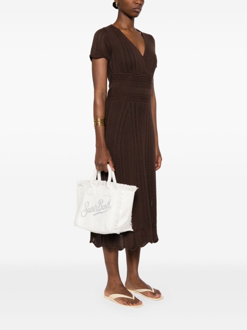 MC2 SAINT BARTH MC2 SAINT BARTH TEXTURED COTTON HANDBAG WITH SPARKLING LOGO