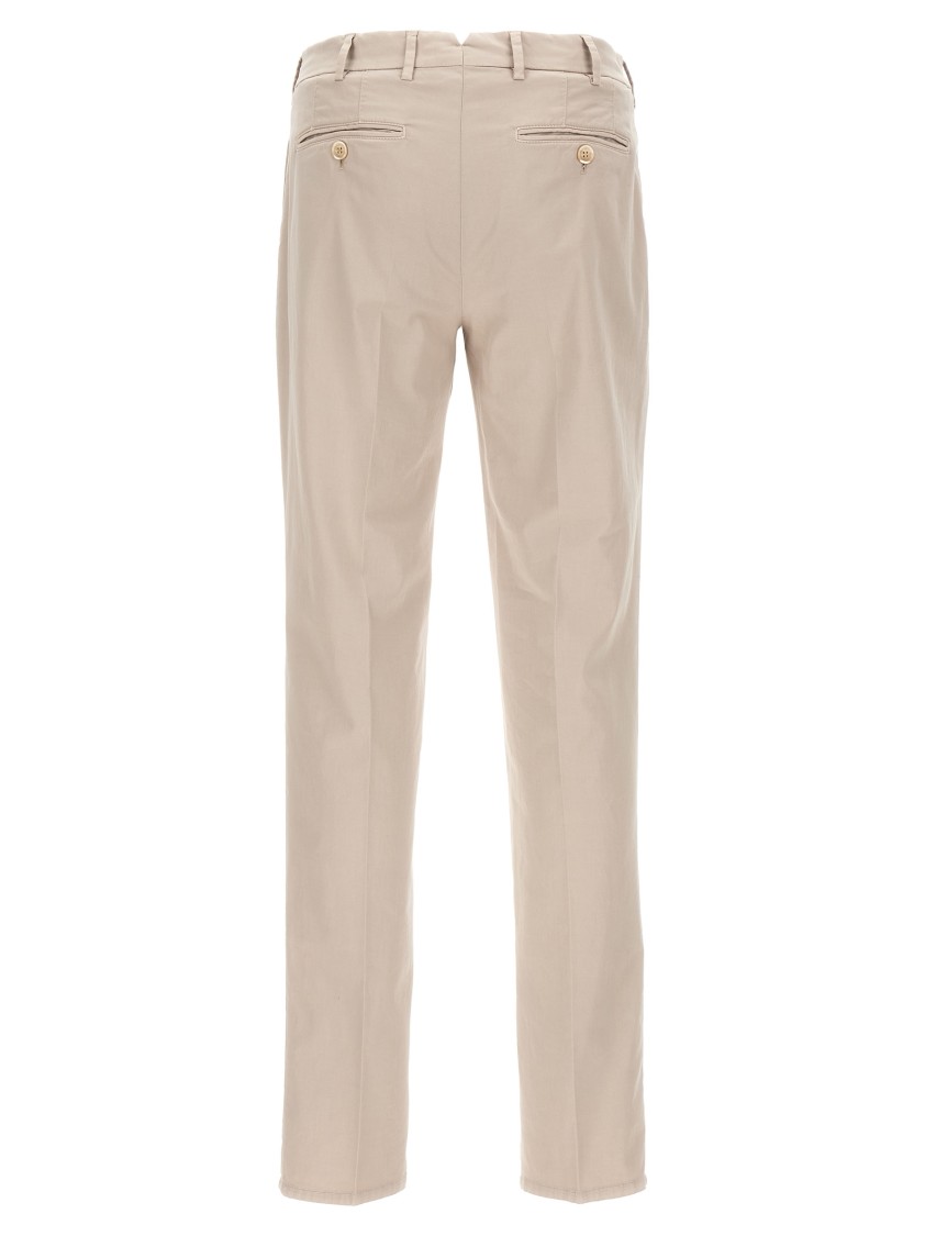 Brunello Cucinelli Garment-dyed Cotton Chinos With Zip Closure In Neutral