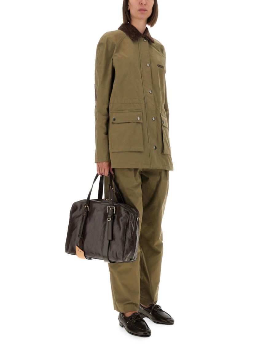Moschino Corduroy-collar Utility Jacket In Brown