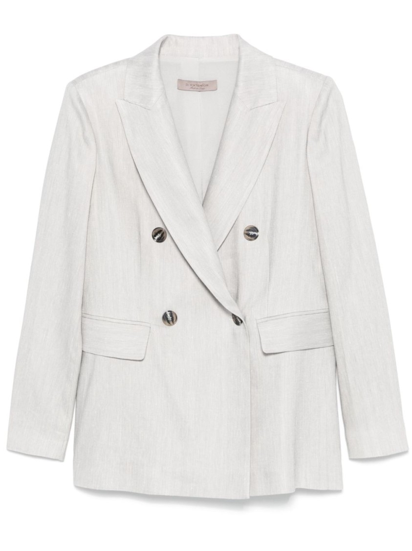 D Exterior Dexterior Double-breasted Textured Blazer With Classic Lapel In White