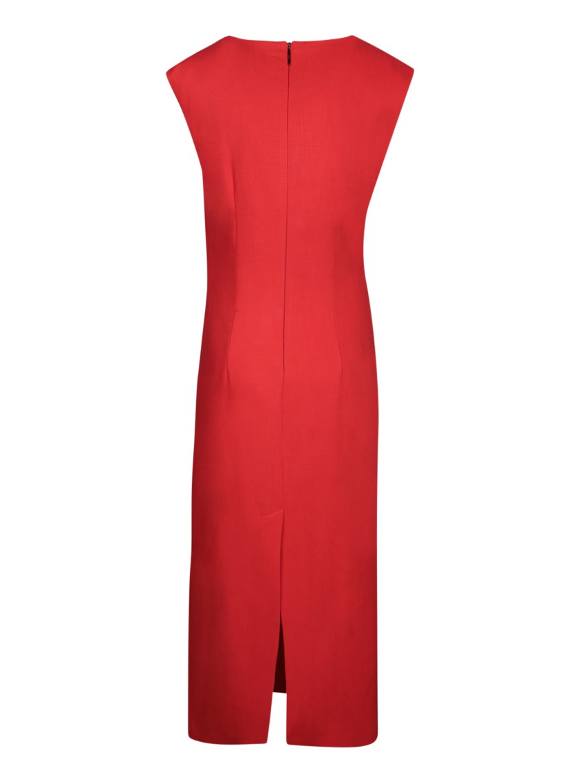 Msgm Red Dress With Fitted Silhouette In Red