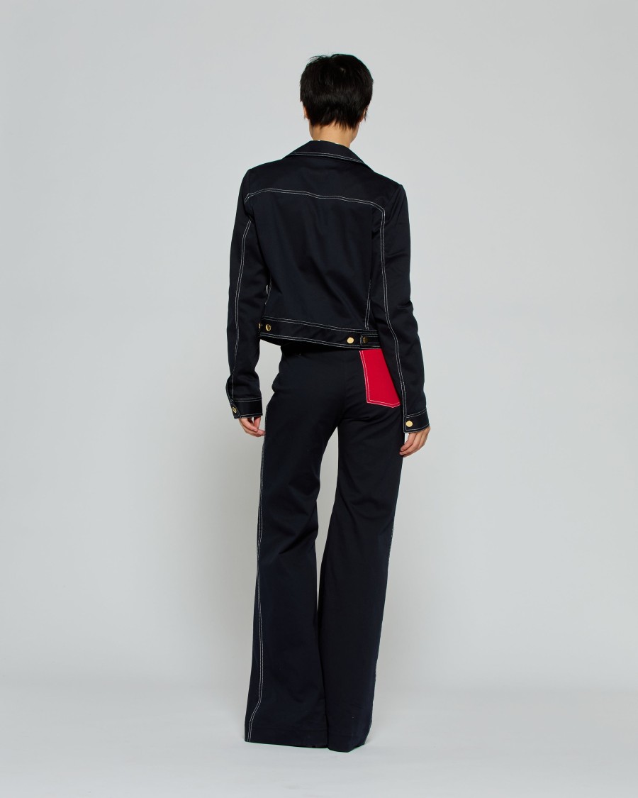 Serena Bute Flare Trouser With Contrast Pockets - Dark Navy