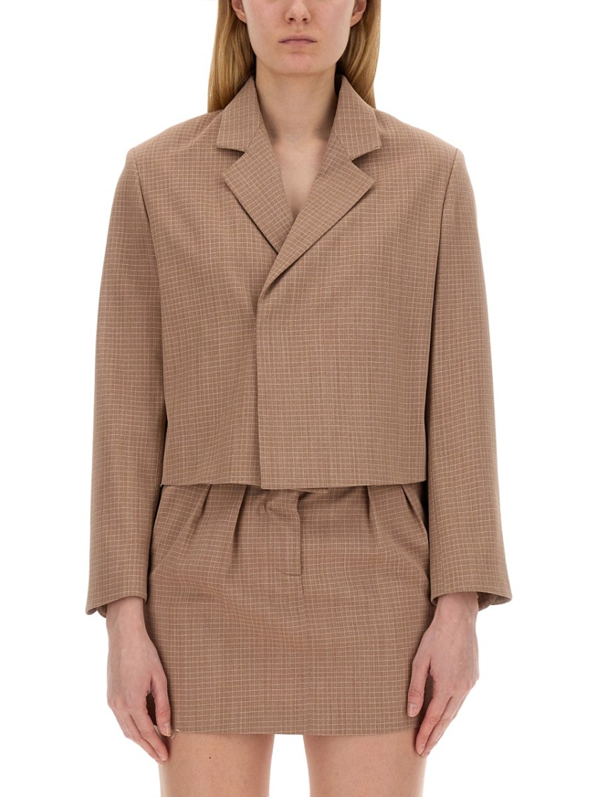 Alysi Lapel Long-sleeved Suit Jacket In Brown