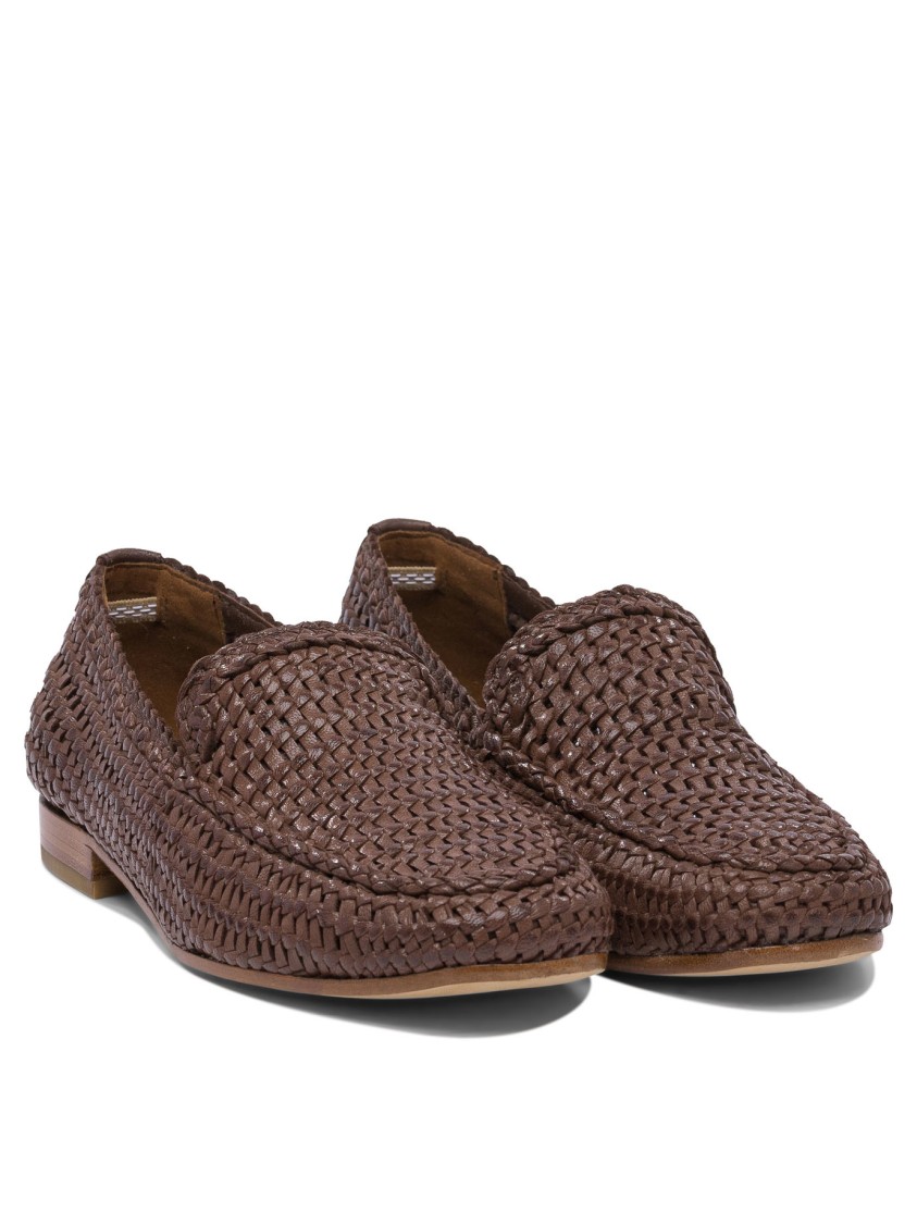 Pons Quintana Woven Design Brown Loafers With Low Heel Comfort In Brown