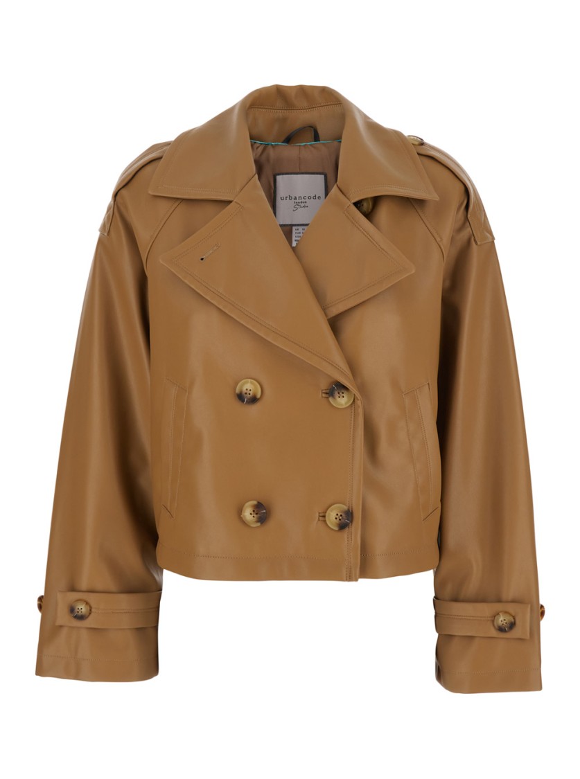URBANCODE URBANCODE ECOLEATHER BEIGE JACKET WITH WIDE NOTCHED REVERS