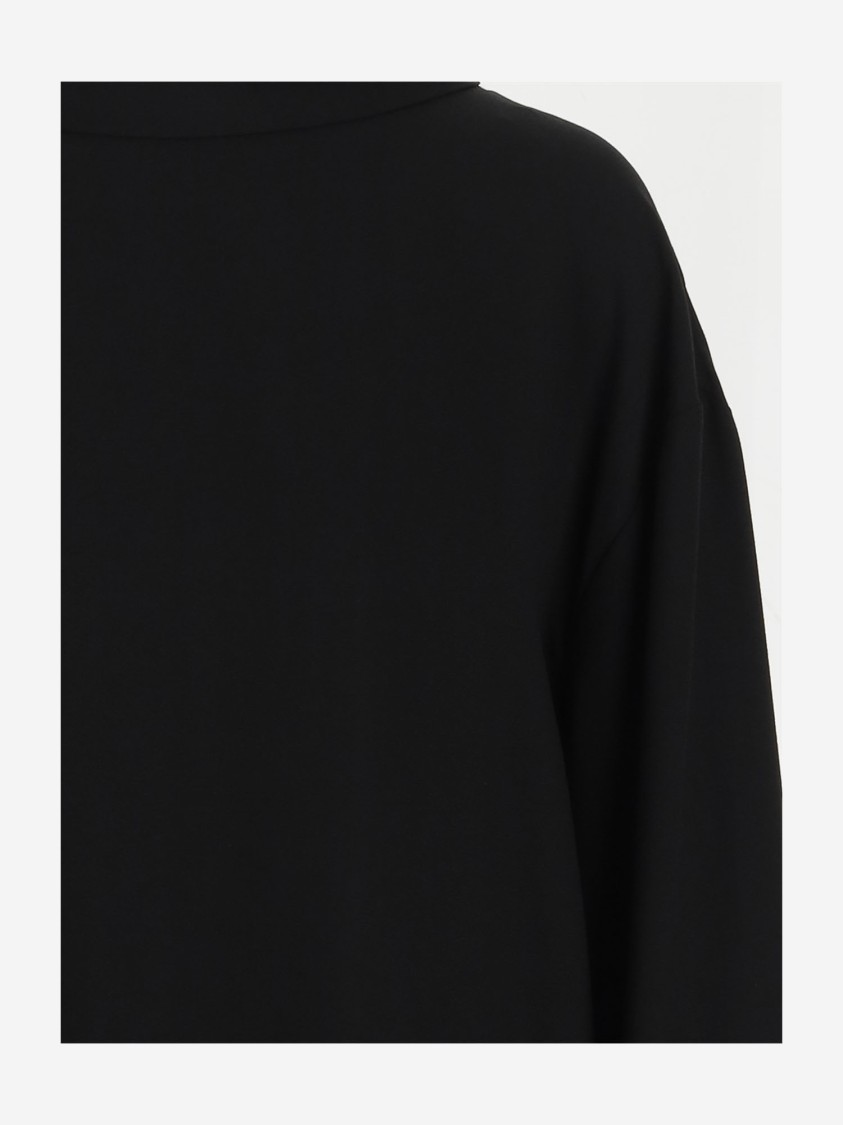 Shop Carven High Neck Viscose Shirt With Jewel Button