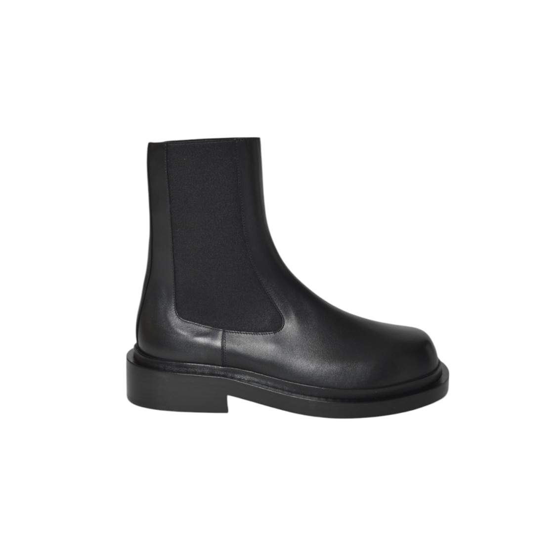 Jil Sander Chunky Sole Ankle Boot With Elastic Side Panels In Black