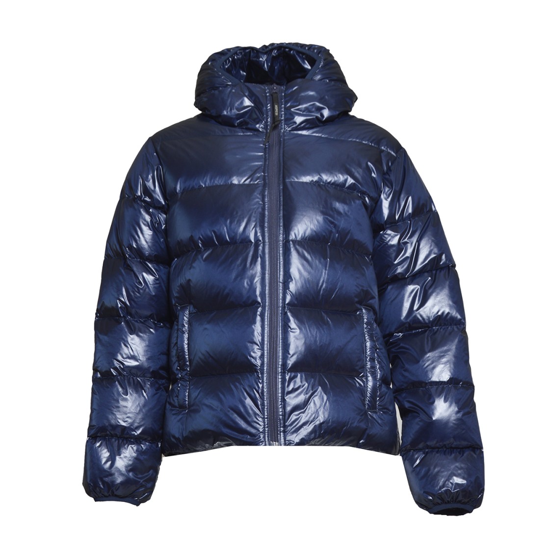 Aspesi Budd Puffer Jacket In Shiny Blue Fabric In Black