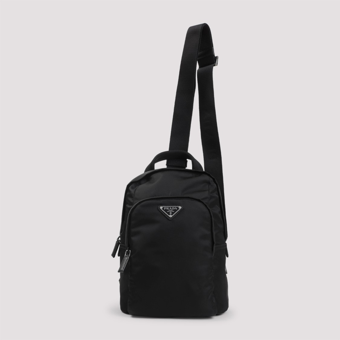 Prada Logo Re-nylon And Saffiano Leather Backpack In Black