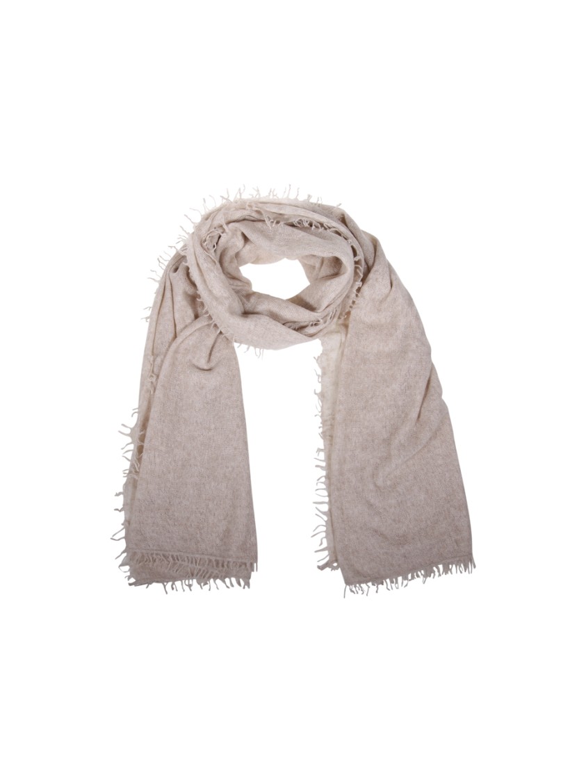 Mouleta Cashmere Scarf With Fringed Edges In Neutrals