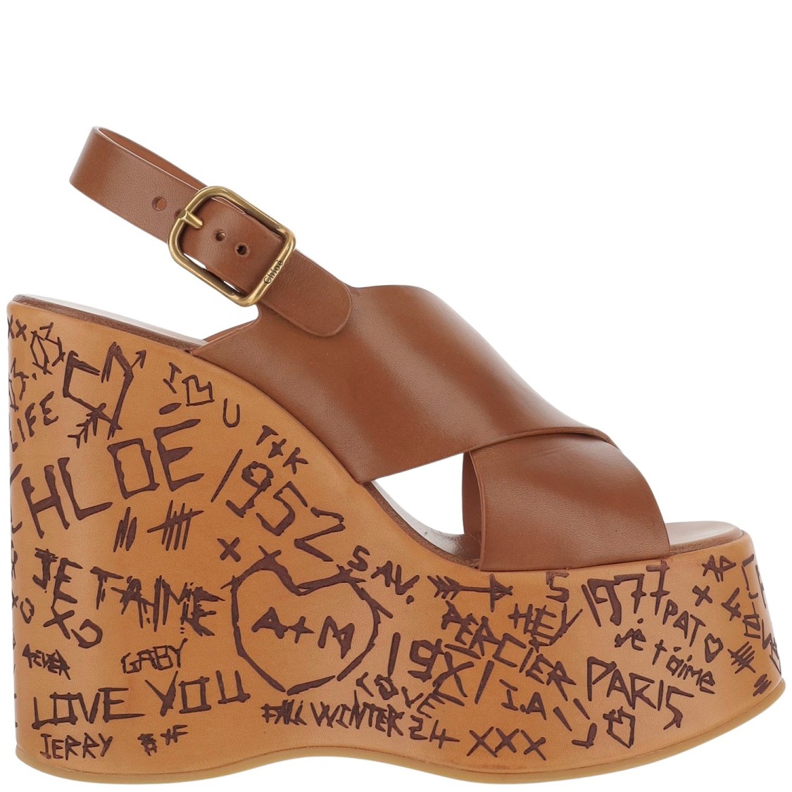 Shop Chloé Maxime Wedge Sandals In Brown