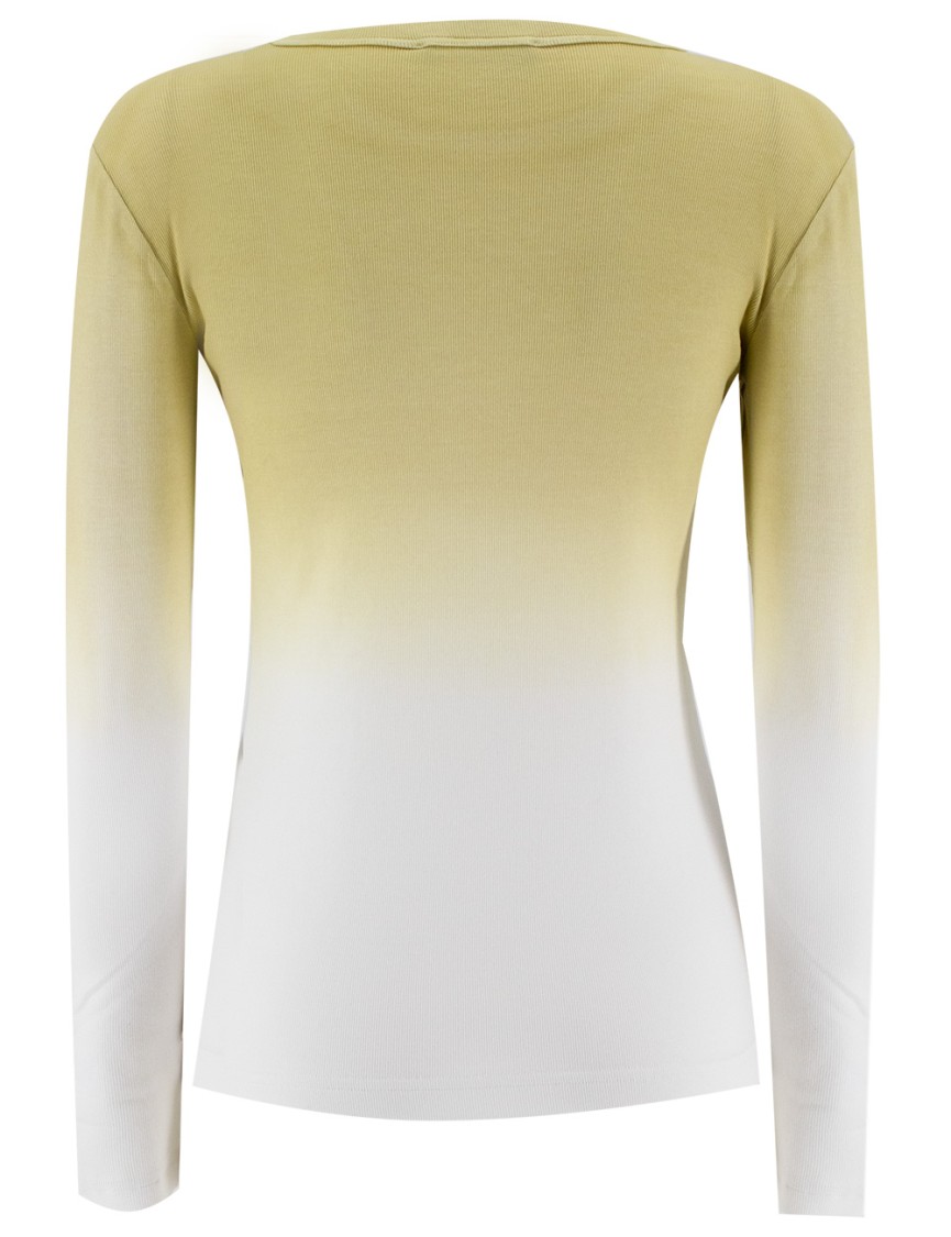 Fabiana Filippi Slim Fit Cotton Sweater With Shaded Print In Yellow