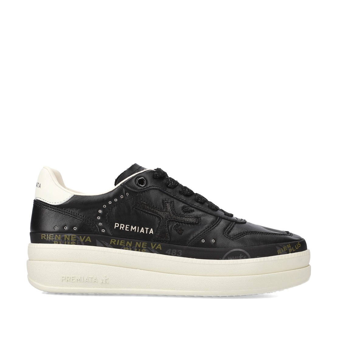 Premiata Micol 7014 Platform Sneakers In Leather In Black