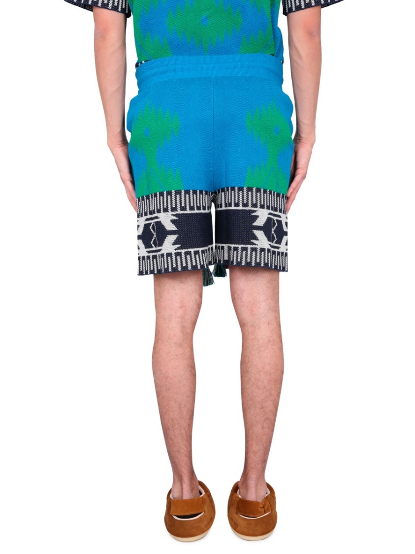 Alanui Piquet Cotton Icon Shorts With Geometric Motif