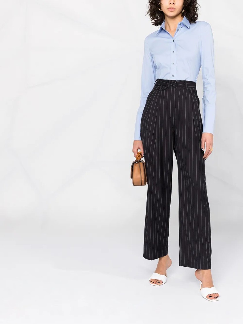 Patrizia Pepe Tailored Blue Shirt With Pointed Collar In Blue