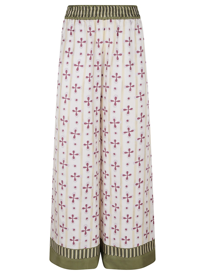 La Doublej La Double J Wide-leg Silk Trousers With Floral Pattern