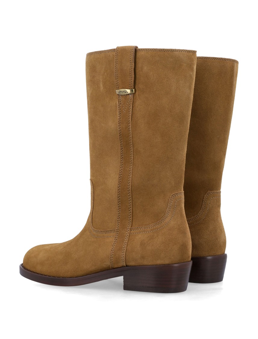 Isabel Marant Almond Toe Suede Block Heel Boots In Brown