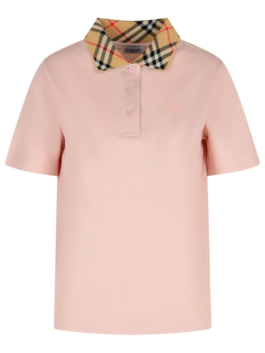 Burberry Polo Shirt With Classic Check Pattern And Tonal Logo Embroidery