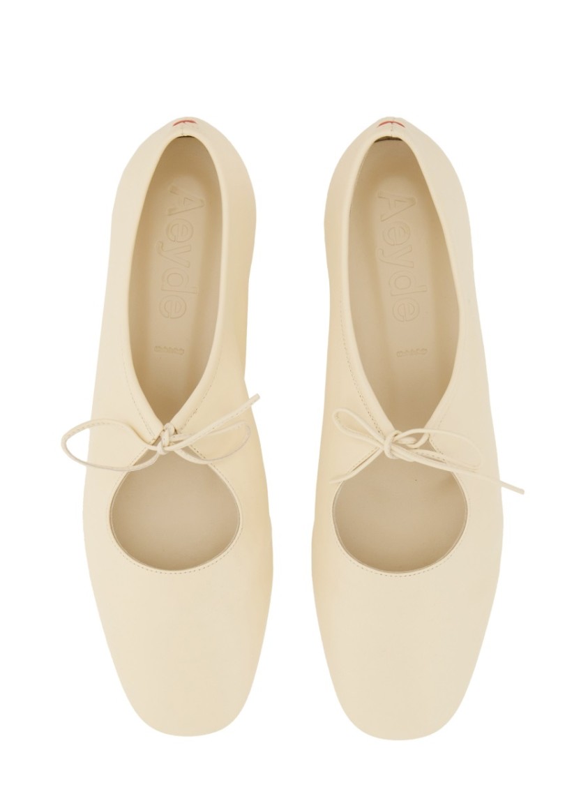 Aeyde Pointed Toe Leather Ballet Flats In Neutrals