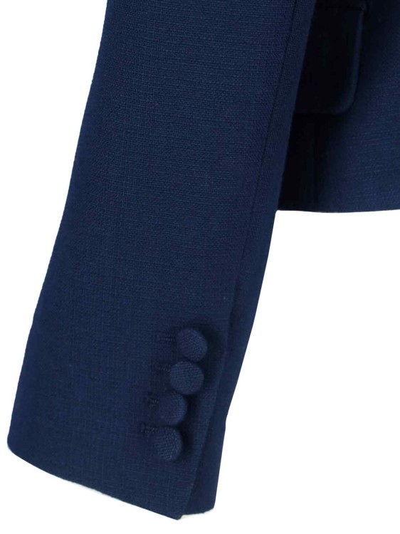 Valentino Navy Blue Single-Button Blazer With Red Bow Detail