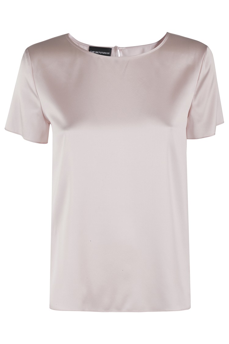 Shop Emporio Armani Short-sleeved Silk Blend Top With Back Closure