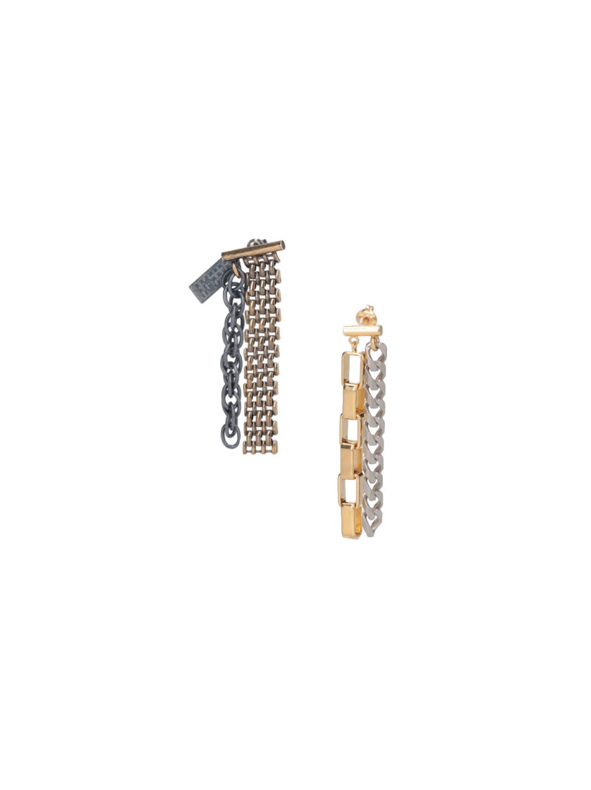 Mm6 Maison Margiela Mm6 By Maison Margiela Brass Drop Earrings With Chain Charms