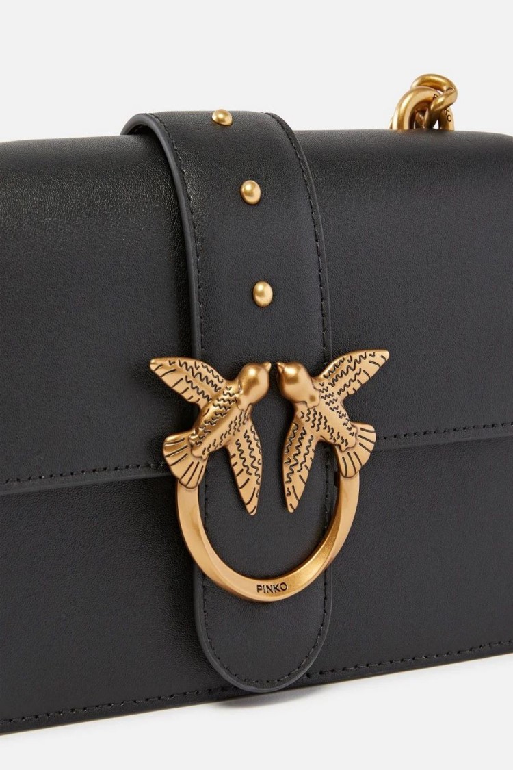 Pinko Leather Shoulder Bag With Signature Gold-tone Clasp