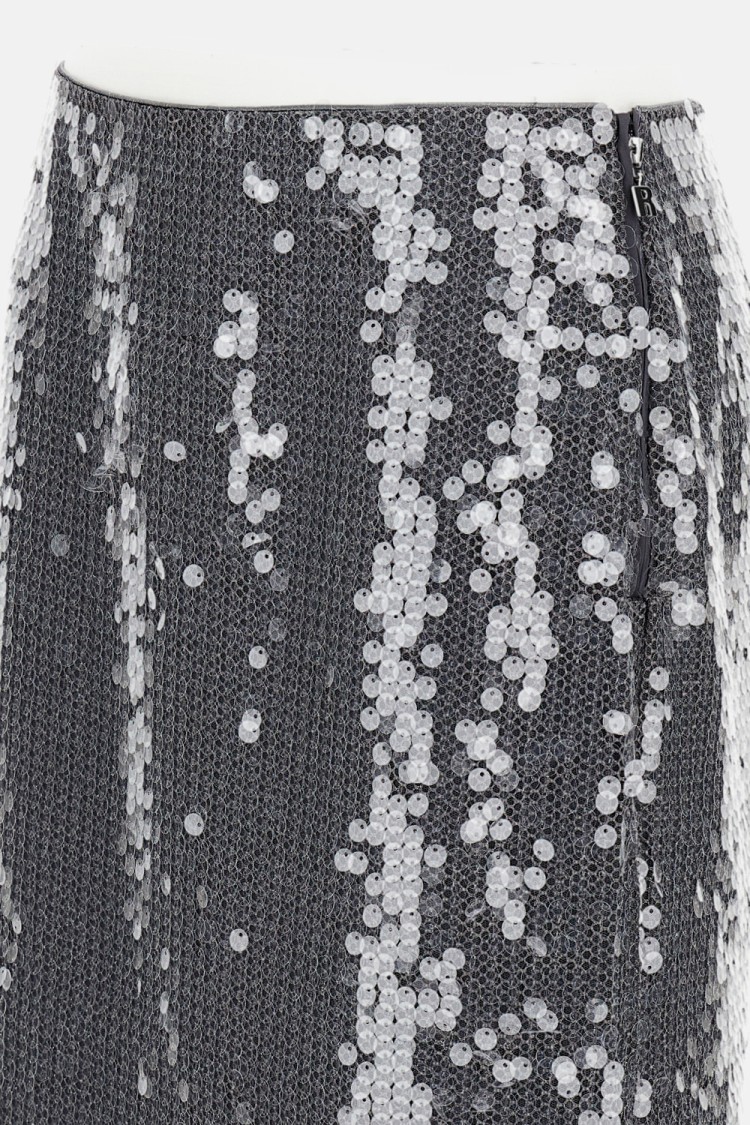 Rotate Birger Christensen Sequined Mesh Midi Skirt In Gray