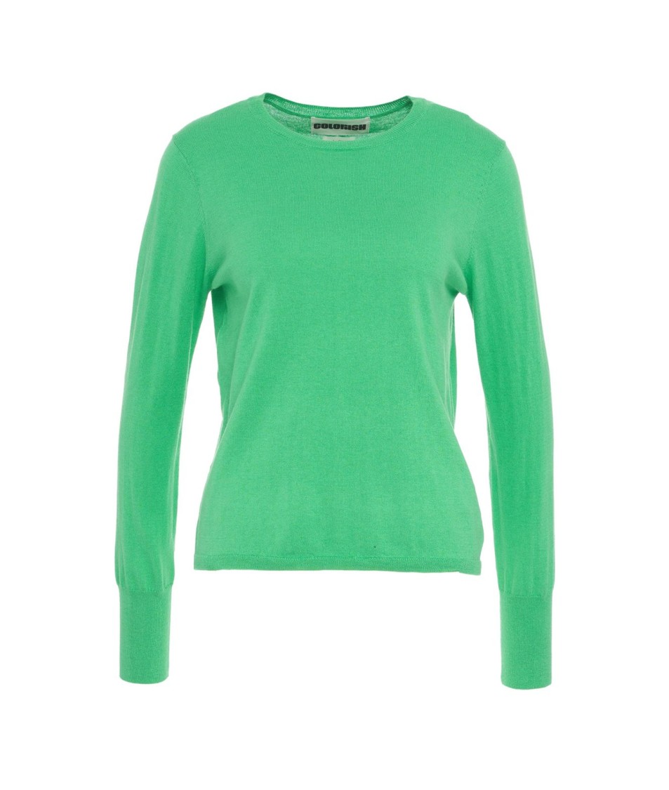 Shop Colorush Ribbed Knit Sweater 'clio' With Tailored Fit In Green