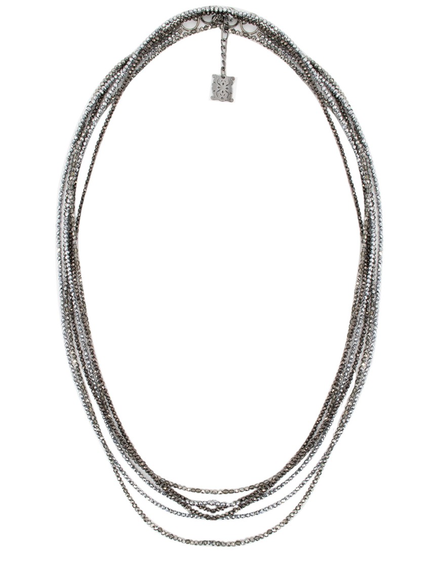 Panicale Multi-strand Necklace With Faceted Beads In Silver In Silver