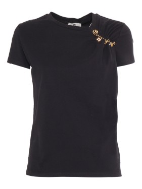 Elisabetta Franchi Short Sleeve Cotton Top With Classic