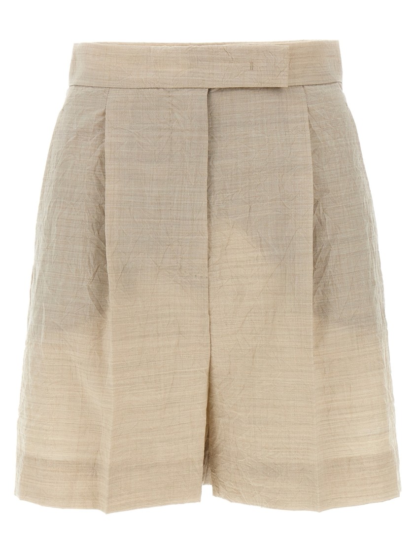 Max Mara Front Pleated Shorts With Back Buttoned Pockets In Neutral